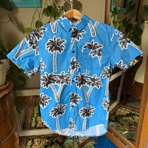 Eighth Avenue Men's Short Sleeve Button Up Shirt Tropical Blue S
